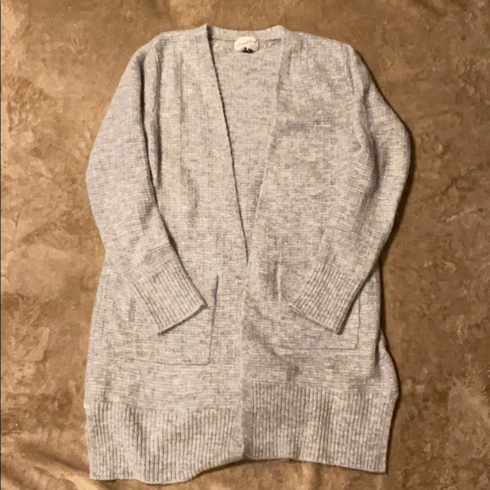 Gray and white sweater